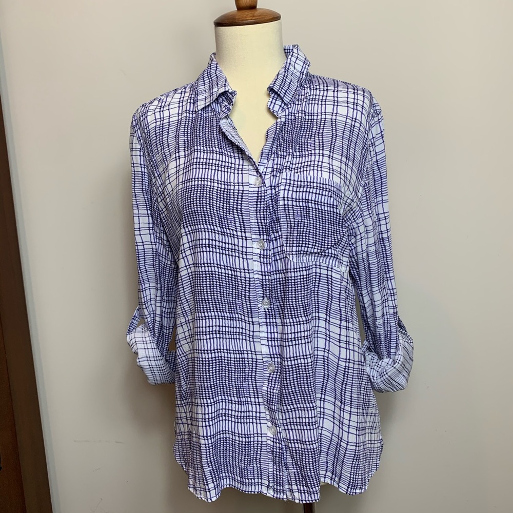 4/$20 Velvet Heart NWOT blue plaid button shirt
